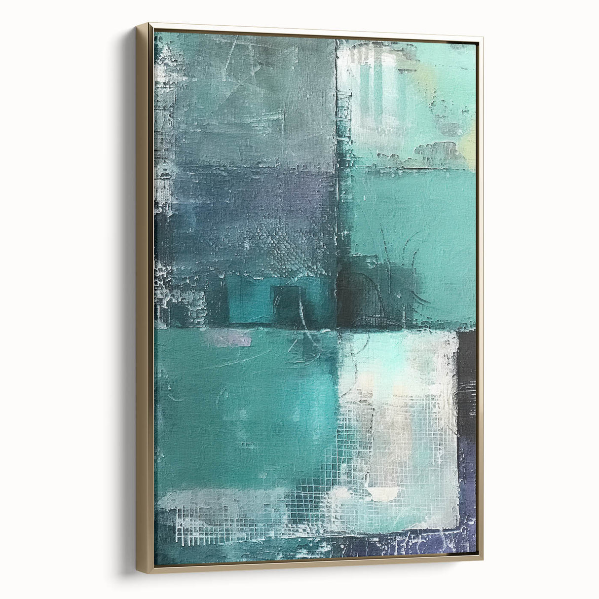 Framed canvas wall art featuring abstract strokes in gold and neutral tones, showcasing a contemporary design that enhances modern decor aesthetics.