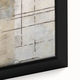 Framed abstract strokes wall art in vibrant hues of blue, orange, and gold, showcasing a textured surface that adds depth to modern decor.