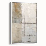 Framed abstract strokes wall art in a minimalist white frame, showcasing vibrant colors and dynamic patterns, perfect for modern home decor.