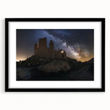 Black-framed landscape artwork showcasing a majestic castle surrounded by lush greenery and serene skies, designed to enhance home decor and elevate artistic ambiance.