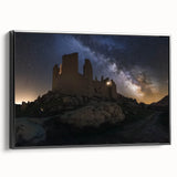 Framed canvas art showcasing a picturesque landscape with a majestic castle, set against a vibrant sky. The artwork features rich colors and intricate details, enhancing any home decor.