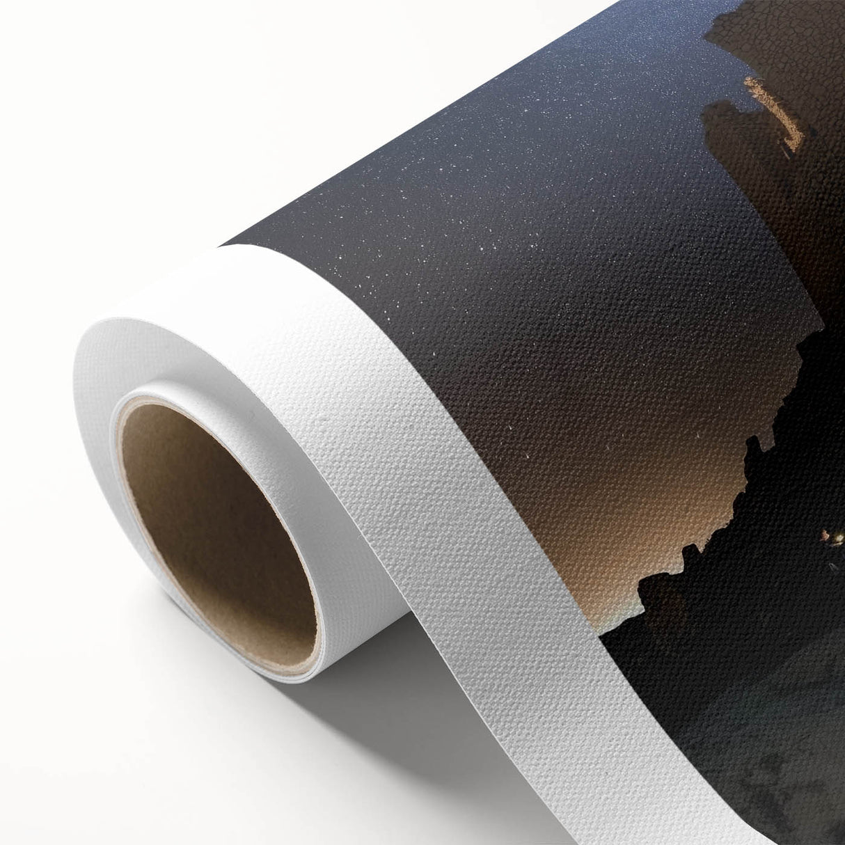 Rolled canvas artwork depicting a serene landscape with a majestic castle surrounded by lush greenery, designed for elegant home decor. Perfect for enhancing any living space with a touch of nature and history.
