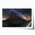 Detailed rolled print showcasing a vibrant landscape with a majestic castle set against a serene backdrop, perfect for home decor or wall art enthusiasts.