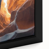 Close-up of a framed canvas artwork depicting a vibrant cave landscape, showcasing intricate textures and earthy tones, perfect for enhancing home decor.