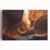 Stretched canvas artwork depicting a serene landscape with a cave, rich in earthy tones and intricate details, perfect for home decor or artistic inspiration.