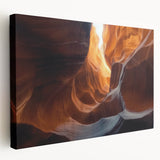 Stretched canvas artwork depicting a vibrant cave landscape with rich earthy tones, showcasing intricate details and textures, perfect for modern home decor.