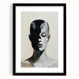 Acrylic Dining Room Artwork - Black, White & Beige Modern Portrait