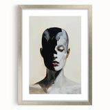 Acrylic Dining Room Artwork - Black, White & Beige Modern Portrait