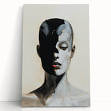 Acrylic Dining Room Artwork - Black, White & Beige Modern Portrait