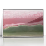 Abstract Office Wall Art – Burgundy & Green Landscape Canvas