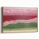 Abstract Office Wall Art – Burgundy & Green Landscape Canvas