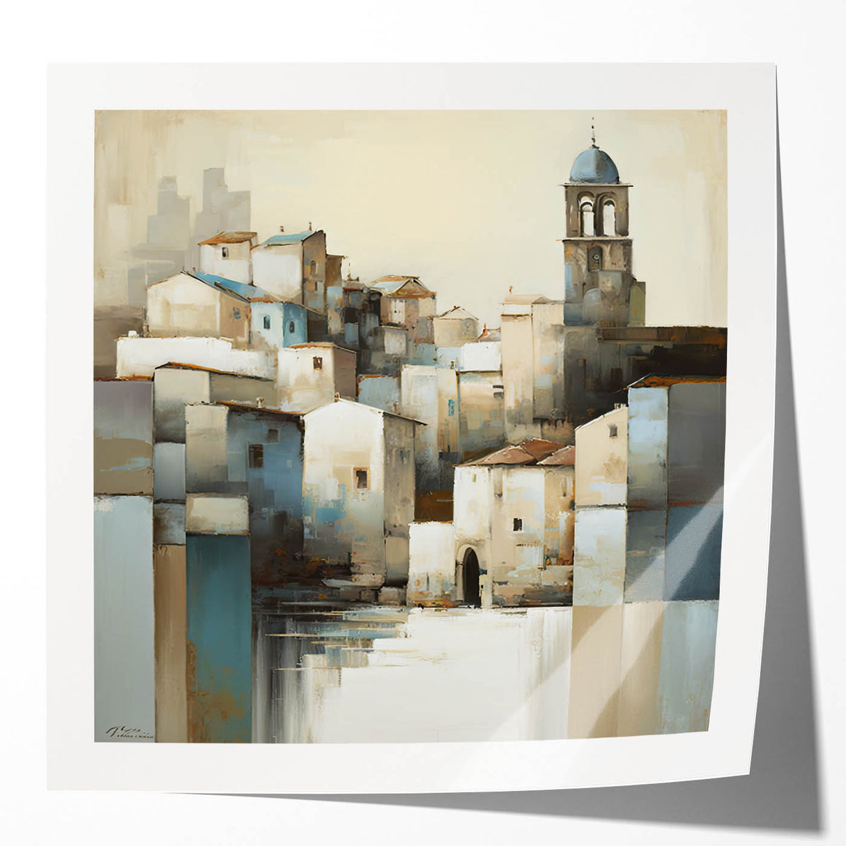 Abstract architectural wall art print showcasing geometric shapes and vibrant colors, designed to enhance modern interiors. Ideal for contemporary decor enthusiasts.