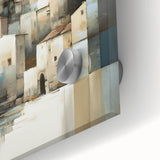 Close-up of abstract architecture wall art made from acrylic glass, showcasing intricate patterns and vibrant colors, perfect for modern interior decor.