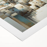 Abstract architecture wall art on rolled canvas, showcasing geometric shapes and vibrant colors, ideal for modern home decor. Packaged securely for delivery.