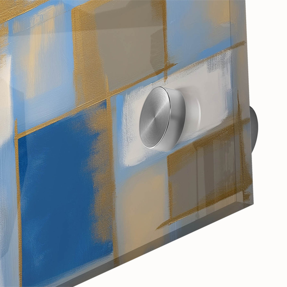 Close-up of an abstract geometric acrylic glass design showcasing vibrant colors and intricate patterns, perfect for modern home decor and artistic displays.
