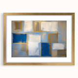 Abstract geometric frame with a gold mat, showcasing modern design elements. Ideal for contemporary decor, enhancing spaces with elegance and style.