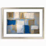 Abstract geometric frame in silver with a mat, showcasing a modern design suitable for home decor. Ideal for enhancing contemporary spaces with elegance.