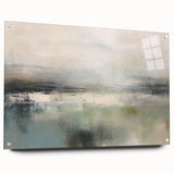 Abstract landscape wall art displayed on acrylic glass, showcasing vibrant colors and intricate details, with visible mounting pins for easy installation. Perfect for modern home decor.