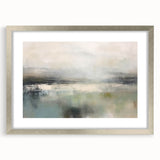 Abstract landscape wall art framed in silver with a mat, showcasing vibrant colors and intricate details, perfect for modern home decor and interior design.