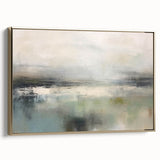 Framed canvas wall art depicting an abstract landscape design with gold accents, showcasing a side view that highlights its elegant finish and premium quality, perfect for home décor.