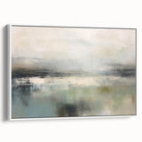 Framed canvas wall art depicting an abstract landscape with vibrant colors and dynamic shapes, showcasing a modern aesthetic perfect for home decor.