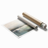 Abstract landscape wall art print showcasing vibrant colors and swirling patterns, perfect for modern decor. The rolled canvas is elegantly designed for easy framing.