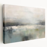 Stretched canvas artwork showcasing an abstract landscape design with vibrant colors and dynamic textures, ideal for modern home decor.