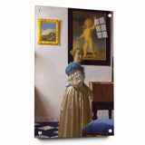 Baroque Art Print - Elegant Woman with Blue and Beige Interior Scene