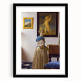 Baroque Art Print - Elegant Woman with Blue and Beige Interior Scene