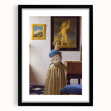 Baroque Art Print - Elegant Woman with Blue and Beige Interior Scene