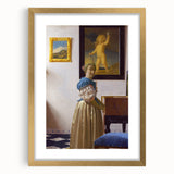 Baroque Art Print - Elegant Woman with Blue and Beige Interior Scene