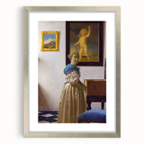 Baroque Art Print - Elegant Woman with Blue and Beige Interior Scene
