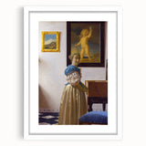 Baroque Art Print - Elegant Woman with Blue and Beige Interior Scene
