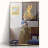 Baroque Art Print - Elegant Woman with Blue and Beige Interior Scene