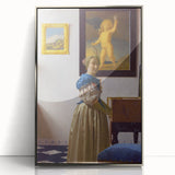 Baroque Art Print - Elegant Woman with Blue and Beige Interior Scene