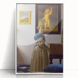 Baroque Art Print - Elegant Woman with Blue and Beige Interior Scene
