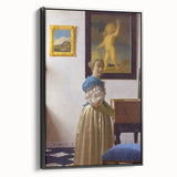 Baroque Art Print - Elegant Woman with Blue and Beige Interior Scene