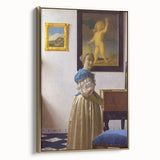 Baroque Art Print - Elegant Woman with Blue and Beige Interior Scene