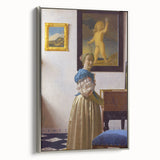 Baroque Art Print - Elegant Woman with Blue and Beige Interior Scene