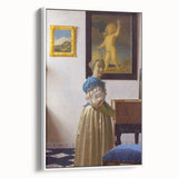 Baroque Art Print - Elegant Woman with Blue and Beige Interior Scene
