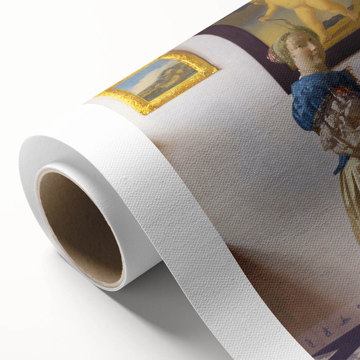 Baroque Art Print - Elegant Woman with Blue and Beige Interior Scene