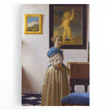 Baroque Art Print - Elegant Woman with Blue and Beige Interior Scene