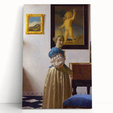 Baroque Art Print - Elegant Woman with Blue and Beige Interior Scene