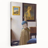 Baroque Art Print - Elegant Woman with Blue and Beige Interior Scene