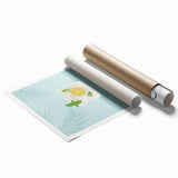 Extra large rolled print featuring a floral design in muted pastel colors.
