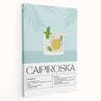 Large stretched canvas featuring a colorful illustration of various fruits and beverages, ideal for kitchen wall art.