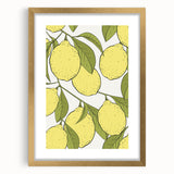 Extra large abstract art print featuring textured fruits in vibrant colors, framed in gold, ideal for living room decor.