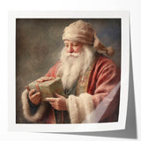Holiday Wall Decorations - Santa with Gift in Snow Christmas Artwork