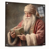 Christmas Framed Art - Santa with Gift Box Seasonal Wall Decoration