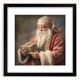 Christmas Framed Art - Santa with Gift Box Seasonal Wall Decoration